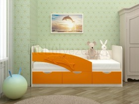 Дельфин-3 Кровать детская 3 ящика без ручек 1.8 Оранжевый глянец в Якутске - yakutsk.katalogmebeli.com | фото