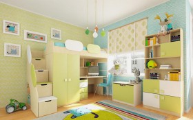 Детская комната Эппл (Зеленый/Белый/корпус Клен) в Якутске - yakutsk.katalogmebeli.com | фото 2