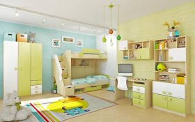 Детская комната Эппл (Зеленый/Белый/корпус Клен) в Якутске - yakutsk.katalogmebeli.com | фото 3