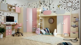 Детская комната Грэйси (Розовый/Серый/корпус Клен) в Якутске - yakutsk.katalogmebeli.com | фото