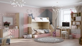 Детская комната Грэйси (Розовый/Серый/корпус Клен) в Якутске - yakutsk.katalogmebeli.com | фото 12