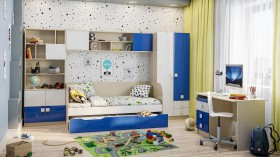 Детская комната Скай Люкс (Синий/Белый/корпус Клен) в Якутске - yakutsk.katalogmebeli.com | фото