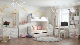 Детская комната Совушки (Белый/корпус Выбеленное дерево) в Якутске - yakutsk.katalogmebeli.com | фото 3