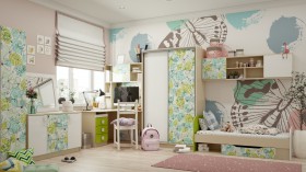 Детская комната Твит (Белый/Зеленый/корпус Клен) в Якутске - yakutsk.katalogmebeli.com | фото