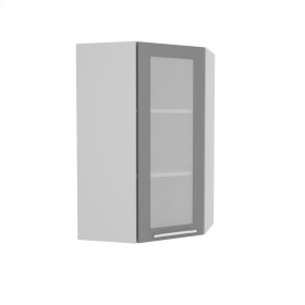 Гарда ВПУС 550 шкаф верхний угловой со стеклом высокий (Белый Эмалит/корпус Серый) в Якутске - yakutsk.katalogmebeli.com | фото