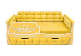 Кровать 160 серии Спорт 2 ящика 74 Жёлтый (мягкие боковые накладки) в Якутске - yakutsk.katalogmebeli.com | фото