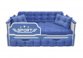 Кровать 160 серии Спорт 2 ящика 85 Синий (подушки) в Якутске - yakutsk.katalogmebeli.com | фото