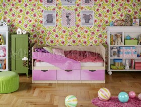 Кровать Бабочки 1,6м (Сиреневый металлик) в Якутске - yakutsk.katalogmebeli.com | фото 1