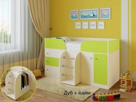 Кровать-чердак Малыш-4 Дуб молочный/Лайм в Якутске - yakutsk.katalogmebeli.com | фото