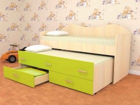 Кровать детская Нимфа двухместная 2.0 Дуб молочный/Лайм в Якутске - yakutsk.katalogmebeli.com | фото