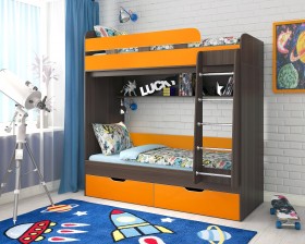 Кровать двухъярусная Юниор-5  Бодего/Оранжевый в Якутске - yakutsk.katalogmebeli.com | фото