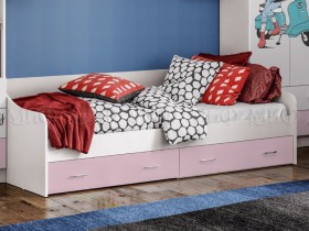 Кровать Fashion-1 Вега 0,9 м (Белый/Розовый) в Якутске - yakutsk.katalogmebeli.com | фото