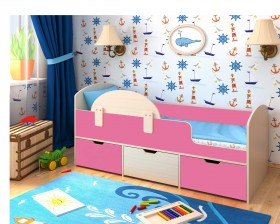 Кровать Малыш-мини Дуб молочный/Розовый в Якутске - yakutsk.katalogmebeli.com | фото