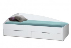 Кровать одинарная "Фея - 3" (асимметричная) (2000х900) New/(белый / белый / ДВПО белый) в Якутске - yakutsk.katalogmebeli.com | фото