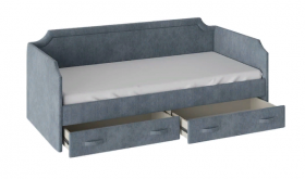Кровать с мягкой обивкой и ящиками «Кантри» Тип 1 (900) (Замша синяя) в Якутске - yakutsk.katalogmebeli.com | фото 2