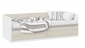 Кровать «Сканди» с 2 ящиками Дуб Гарден/Белый/Глиняный серый в Якутске - yakutsk.katalogmebeli.com | фото
