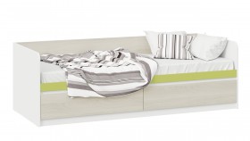 Кровать «Сканди» с 2 ящиками Дуб Гарден/Белый/Зеленый в Якутске - yakutsk.katalogmebeli.com | фото