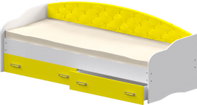 Кровать Софа-7 с мягкой спинкой (800х1900) Белый/Желтый в Якутске - yakutsk.katalogmebeli.com | фото