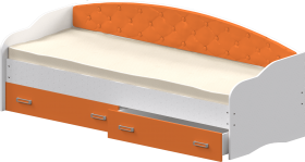 Кровать Софа-7 с мягкой спинкой (800х1900) Белый/Оранжевый в Якутске - yakutsk.katalogmebeli.com | фото