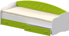 Кровать Софа-8 с мягкой спинкой (900х1900) Белый/Лайм в Якутске - yakutsk.katalogmebeli.com | фото