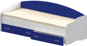 Кровать Софа-8 с мягкой спинкой (900х1900) Белый/Синий в Якутске - yakutsk.katalogmebeli.com | фото