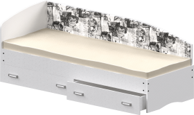 Кровать Софа-9 с мягкой спинкой с рисунком Милана (900х2000) Белый в Якутске - yakutsk.katalogmebeli.com | фото