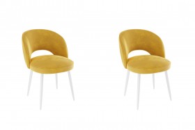 Набор стульев Моли 2 шт (жёлтый велюр/белый) в Якутске - yakutsk.katalogmebeli.com | фото