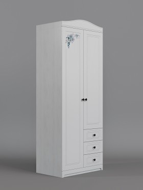 Шкаф 2-х створчатый с ящиками Бэлла (Выбеленное дерево/Белый) в Якутске - yakutsk.katalogmebeli.com | фото