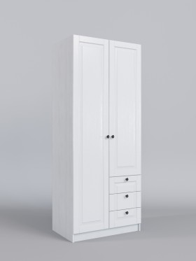 Шкаф 2-х створчатый с ящиками Классика (Белый/корпус Выбеленное дерево) в Якутске - yakutsk.katalogmebeli.com | фото