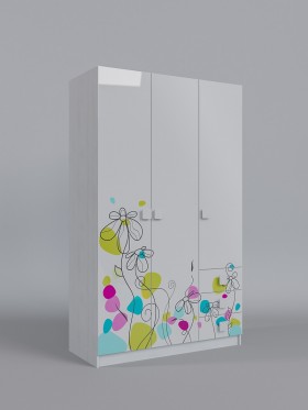 Шкаф 3-х створчатый с ящиками Флёр (Белый/корпус Выбеленное дерево) в Якутске - yakutsk.katalogmebeli.com | фото 1