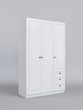 Шкаф 3-х створчатый с ящиками Классика (Белый/корпус Выбеленное дерево) в Якутске - yakutsk.katalogmebeli.com | фото