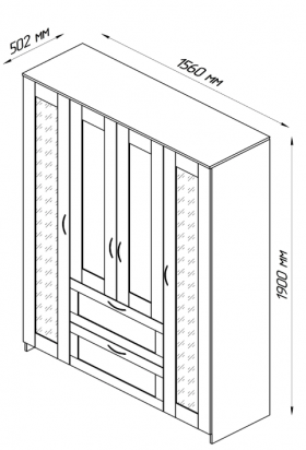 Шкаф четырехдверный Сириус с 1 зеркалом и 2 ящиками белый в Якутске - yakutsk.katalogmebeli.com | фото 2