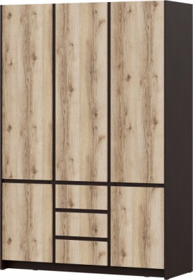 Модульная система "Прага" Шкаф для одежды трехстворчатый Дуб Венге/Дуб Делано в Якутске - yakutsk.katalogmebeli.com | фото