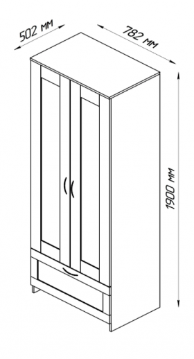 Шкаф двухдверный Сириус с 1 ящиком белый в Якутске - yakutsk.katalogmebeli.com | фото 2