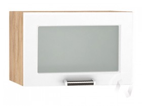 Шкаф верхний со стеклом Прага ШВГС 500 (Белое дерево/корпус дуб крафт золотой) в Якутске - yakutsk.katalogmebeli.com | фото